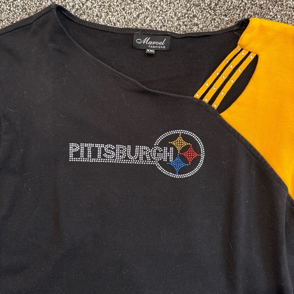 Marvel Fashions Women's Pittsburgh Steelers Bling Bedazzled 3/4 Sleeve Shirt XXL - Picture 4 of 12